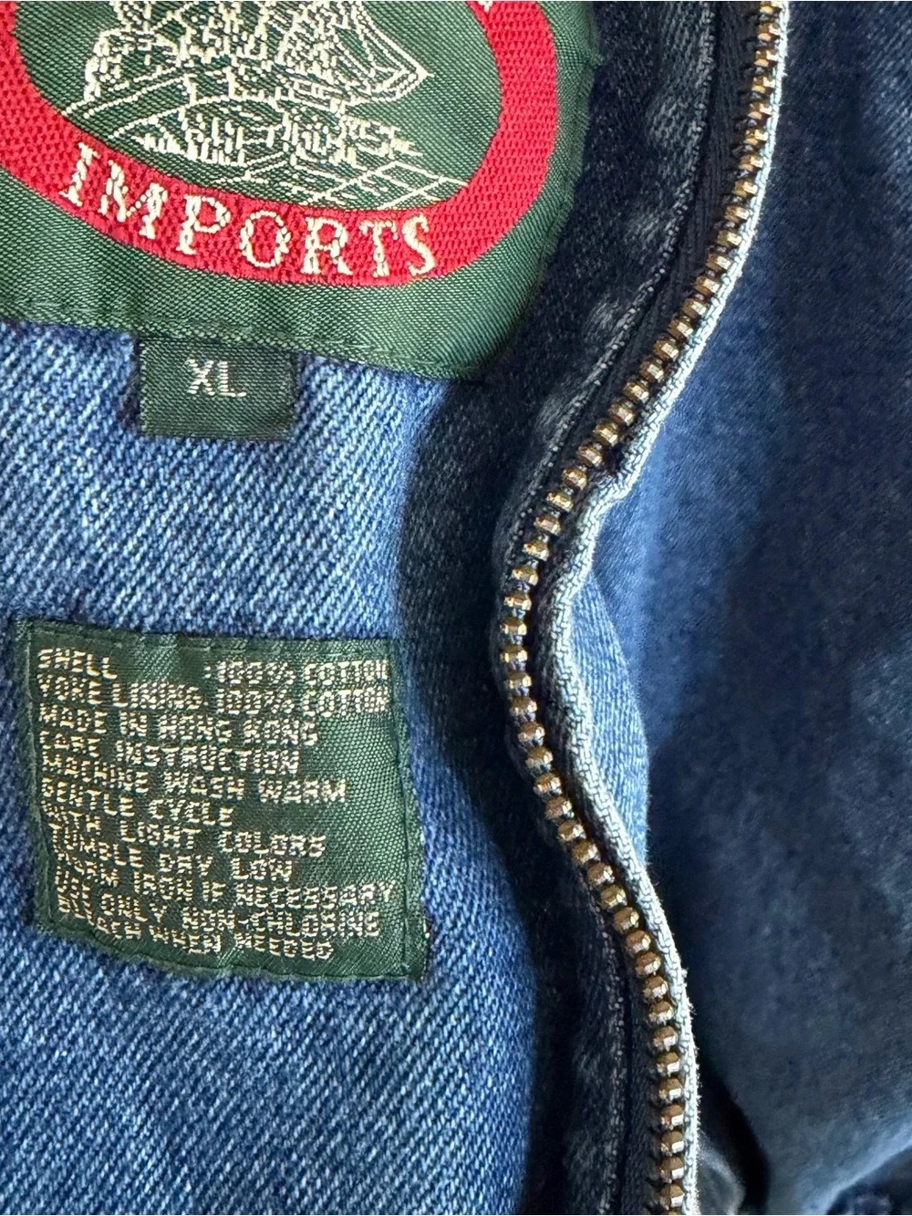 Vtg Authentic Imports Barn Denim Jacket Men XL Chore Bomber Jean 90s Farm Plaid
